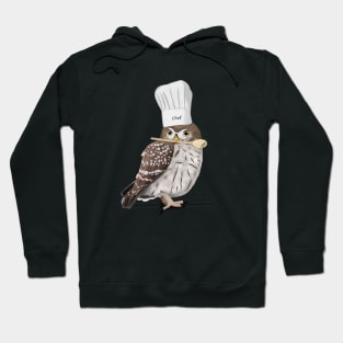 Little Owl Kitchen Chef Hat Cooking Funny Bird Hoodie